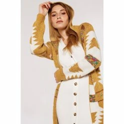 Apricot Mustard Yellow Print Longline Hooded Cardigan -Apricot Shop unnamed file 2212