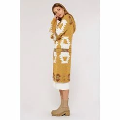 Apricot Mustard Yellow Print Longline Hooded Cardigan -Apricot Shop unnamed file 2213