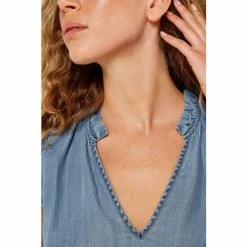 Apricot Blue Washed Denim Ruffle Neck Top -Apricot Shop unnamed file 2246