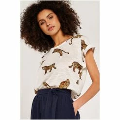 Apricot Cream Cheetah Jersey Turn Up T-Shirt -Apricot Shop unnamed file 2252