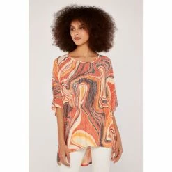 Apricot Orange Psychedelic Tassel Edge Top -Apricot Shop unnamed file 2256