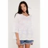Apricot White Embroidered Cotton Blend Top