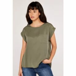 Apricot Green Split Back Tencel T-Shirt -Apricot Shop unnamed file 2265