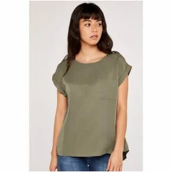 Apricot Green Split Back Tencel T-Shirt -Apricot Shop unnamed file 2267