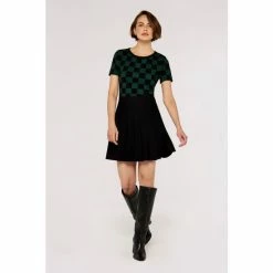 Apricot Green Chequered Short Sleeve Knit Top -Apricot Shop unnamed file 2275
