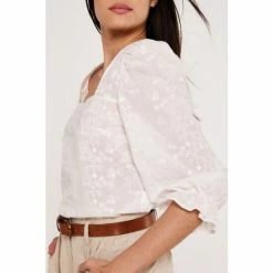 Apricot Cream Floral Embroided Puff Sleeve Top -Apricot Shop unnamed file 2291