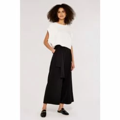 Apricot Black Paperbag Wide Leg Trousers