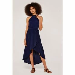 Apricot Navy Blue Halter Neck Wrap Skirt Dress -Apricot Shop unnamed file 233