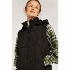 Apricot Black Hooded Zip Puffer Gilet -Apricot Shop unnamed file 2340