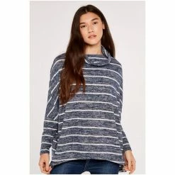 Apricot Blue Soft Touch Stripe Cowl Neck Top -Apricot Shop unnamed file 2358