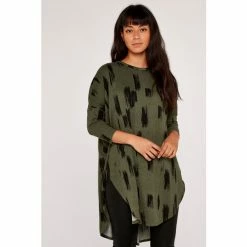 Apricot Green Brush Stroke Curve Hem Tunic Top -Apricot Shop unnamed file 2361