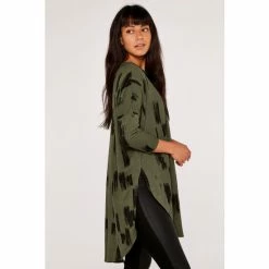 Apricot Green Brush Stroke Curve Hem Tunic Top -Apricot Shop unnamed file 2362