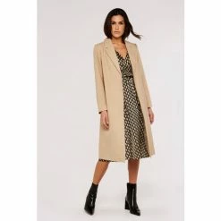 Apricot Neutral Herringbone Dressing Gown Coat