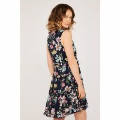 Alternative view of Apricot Blue Floral Sleeveless Tiered Ruffle Dress