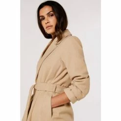 Apricot Neutral Herringbone Dressing Gown Coat -Apricot Shop unnamed file 2373