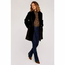 Apricot Black Soft Touch Faux Fur Coat