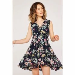 Apricot Blue Floral Sleeveless Tiered Ruffle Dress -Apricot Shop unnamed file 239