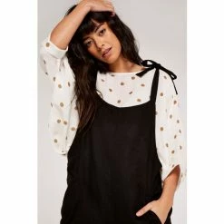 Apricot Black Billow Tie Shoulder Pocket Dungarees -Apricot Shop unnamed file 2395