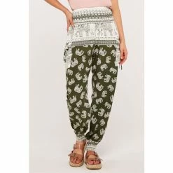 Apricot Forest Green Elephant Print Pockets Joggers -Apricot Shop unnamed file 2406