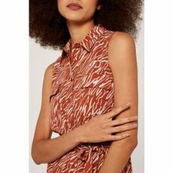 Apricot Orange Sleeveless Shirt Dress -Apricot Shop unnamed file 272