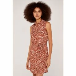 Apricot Orange Sleeveless Shirt Dress -Apricot Shop unnamed file 273