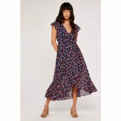 Apricot Orange Floral Ruffle Detail Midi Dress -Apricot Shop unnamed file 287