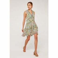 Apricot Green Floral Sleeveless Tiered Ruffle Dress -Apricot Shop unnamed file 29