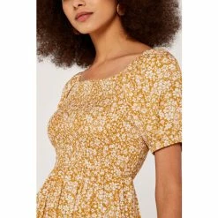 Apricot Yellow Ditsy Smock Puff Sleeve Midi Dress -Apricot Shop unnamed file 293