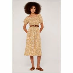 Apricot Yellow Ditsy Smock Puff Sleeve Midi Dress -Apricot Shop unnamed file 294