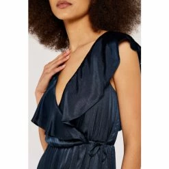 Apricot Blue Satin Ruffle Detail Wrap Dress -Apricot Shop unnamed file 297
