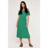 Apricot Green Polkadot Ruffle Bardot Dress