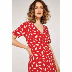 Apricot Red Falling Leaves Wrap Midi Dress -Apricot Shop unnamed file 309