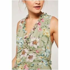 Apricot Green Floral Sleeveless Tiered Ruffle Dress -Apricot Shop unnamed file 31