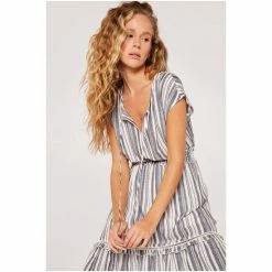 Apricot Blue Stripe Shirred Waist Ruffle Dress -Apricot Shop unnamed file 316