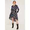 Apricot Blue Brush Stroke Print Oversize Shirt Dress