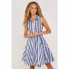 Apricot Blue Deckchair Stripe Tie Shirt Dress