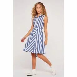 Apricot Blue Deckchair Stripe Tie Shirt Dress -Apricot Shop unnamed file 329