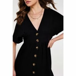 Apricot Black V-Neck Button Front Dress -Apricot Shop unnamed file 334
