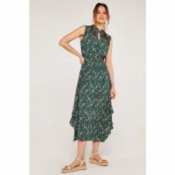 Apricot Green Floral Smock Hankyhem Dress