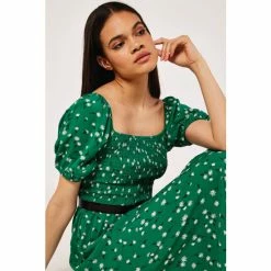 Apricot Green Floral Print Short Sleeve Midi Dress -Apricot Shop unnamed file 349