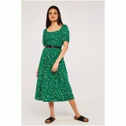 Apricot Green Floral Print Short Sleeve Midi Dress -Apricot Shop unnamed file 351