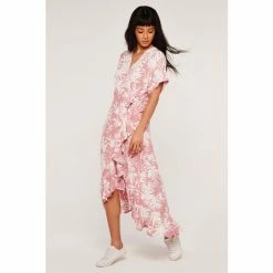 Apricot Pink Silhouette Palm Leaves Wrap Dress -Apricot Shop unnamed file 355