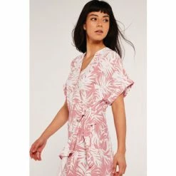 Apricot Pink Silhouette Palm Leaves Wrap Dress -Apricot Shop unnamed file 356