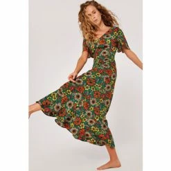 Apricot Green 70s Floral Angel Sleeve Midi Dress -Apricot Shop unnamed file 360