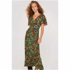 Apricot Green 70s Floral Angel Sleeve Midi Dress -Apricot Shop unnamed file 362