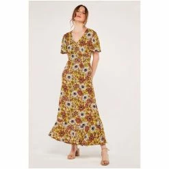 Apricot Green 70s Floral Angel Sleeve Midi Dress -Apricot Shop unnamed file 363