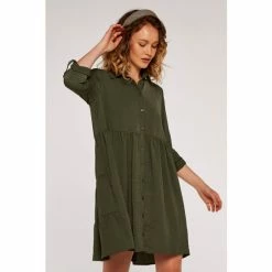 Apricot Khaki Green Tiered Back Swing Shirt Dress -Apricot Shop unnamed file 39