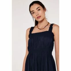 Apricot Blue Self Check Smocked Waist Dress -Apricot Shop unnamed file 410