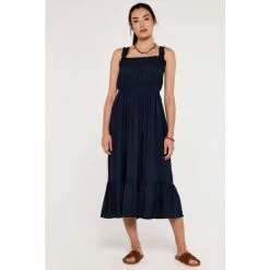 Apricot Blue Self Check Smocked Waist Dress -Apricot Shop unnamed file 411