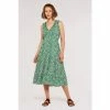 Apricot Green Abstract Daisy Smock Midi Dress